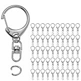 【BEAUTY PLAYER】キーホルダー 金具 50個セット シルバー 内輪径14mm キーリング ナスカン キーホルダー パーツ 回転フック 丸カン付き ワンタッチ ハンドメイド アクセサリー 手作り 素材 DIY 副資材 手芸用品