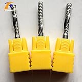 3ピース3.175*2*8ミリメートルシングルフルートアルミ切削工具、エンドミルビット、スパイラルカッター、彫刻ドリルビット、cncルーターツール