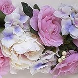 50 "長いシルク花Swag with Roses and Hydrangea ピンク