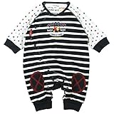 《春秋冬対応》 LoveLoveKids(ラブラブキッズ) ガーゼ裏毛ボーダー+3色星Ptモンキーオール 60cm /ネイビー NO.KK-31-1424