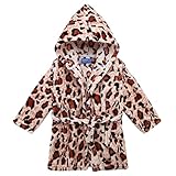 （エバーブライトEvebright ）キーズ　女の子と男の子　柔らかく　コーラル　ポリエステル　豹柄　 ブラウン　フード付き　バスローブ [並行輸入品]