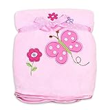 Spasilk Baby-Girls Newborn Extra Thick Plush Blanket with Satin Trim