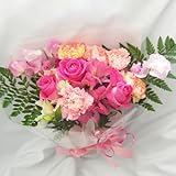 カーネーション５本・バラ３本に季節の花のピンク系花束10時までのご注文で 可能（休業日は不可）母の日期間（８?１２日）は指定日はお受けできません。