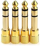 オーディオコネクタケーブル用1/4インチ-3.5mmステレオヘッドフォンアダプタ、3.5mm（1/8 ''）メス-6.35mm（1/4 ''）ヘッドフォン用オスジャックプラグステレオアダプタ、アンプアダプター-4PCS