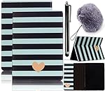 Apple iPad Air 2 / iPad 6 9.7 インチ カバー ケース 手帳型 Vandot 高級 薄型 ソフト PU 合皮レザー アイパッド air2 手帳型ケース 横置き スタンド機能 マグネット 開閉式 カードポケット 衝撃吸収 落下防止 上絵 横縞 デザイン 3 In 1 セット イヤホンジャック 携帯毛玉 付き