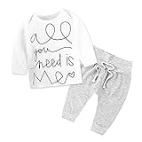 Tovadoo 子供服 ベビー服 男女共用 トップス+ズボン セットアップ 長袖 秋冬 白 アルファベット柄 カジュアル パジャマ 部屋着 保育園