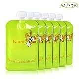 Reusable Food Pouches (4Big 5.7Oz & 4Small 1.4Oz ) Easy to Fill and Clean Double Zipper Means No Lea