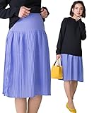 Sweet Mommy マタニティ スカート プリーツ コットン ウエストリブ ブルー M