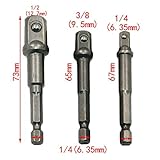 Refaxi 3本六角シャンク拡張ソケットアダプタセットパワー拡張ビットセットドリル用