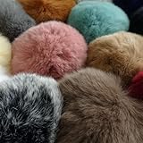 Craft Tamago 【1個】ラビットファーボール 8cm前後 ゴムフープ付き 【ブラック】