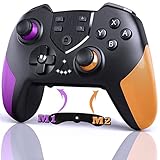 Switch コントローラー [2023年アップグレード版] スイッチ コントローラー スリープ復帰 マクロ機能 背面ボタン付き 6軸ジャイロセンサー搭載 TURBO連射機能付き 四重HD振動 無線 ブルートゥース5.0 接続 550mAh 20H稼動可能 ポケットモンスター / スプラトゥーン3 / MH Rise などの人気ゲーム対応 日本語取扱説明書 (パープル&オレンジ)