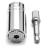 MOHOO® 万能ソケット ソケットレンチ ユニバーサル 2点セット( 7～19mm,1/4～3/4インチ)対応 グリッパー & ドリルアダプター