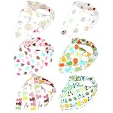 HBF 6枚セット ベビー スタイ ビブ 三角 バンダナ型 2層タイプ 綿100％ 柔らか よだれかけ スナップ サイズ調整可能 41cmｘ29cmｘ29cm