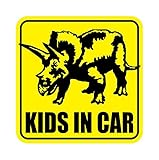 Sticker Shop Haru KIDS IN CAR マグネット リアル！ トリケラトプス 角型 ブラック