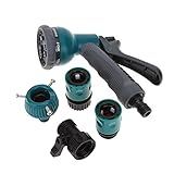 Anself 継手蛇口コネクタ+ファストコネクタ+多機能スプレーノズル+バルブ グリーンウルトラライトガーデン水ホースの接続