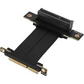 banapoy PCIE 4.0 4Xライザーケーブル、デュアル90度直角延長、PCIE 4.0 4Xポート高速64ピン柔軟なGPUグラフィックスカード拡張ケーブルPCケース用ケーブル (5cm)