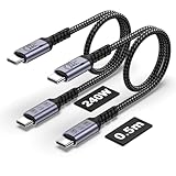 SUMPK 1.5フィート USB 4ケーブル 2パック 40Gbps USB 4ケーブル 240W高速充電と8Kビデオディスプレイ Thunderbolt 4 Thunderbolt 3 MacBook iPhone 16/16 Plus/16 Pro Max対応