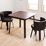 【ダイニングセット 2人用 カフェ】家カフェスタイル ダイニングテーブル 3点セット 「ニューポエム」 2人掛 丸みを帯びたデザインチェアー 柔らかクッション 80cm幅 テーブルカフェ 色：ダークブラウン