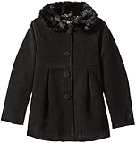 Ok Kids! Little Girls' Toddler Wool Coat with Faux Fur Trim Black 3T [並行輸入品]
