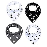 GudeHome 4枚セット ベビー スタイ ビブ よだれかけ 2層タイプ 三角 バンダナ型 スナップ サイズ調整可能