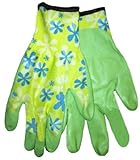 Carolina Gloves 11445S Elite Lime Green Polyurethane Coated Floral Nylon Knit Gardening Glove, Small