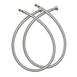 HomeIdeas蛇口コネクタ、編組ステンレス鋼ホース交換3 / 8インチメス圧縮スレッドX m10オスコネクタ、24-inclong X 2個( 1ペア) 32 Inch シルバー HOMEIDEA