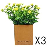 3つの組の造花 かわいい インテリア 人工観葉植物 ミニ (ホワイト)