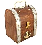 ShalinIndiaハンドメイドTreasure Chest Wood &真鍮銀行 – 5.5 X 4.5 X 3.5インチ – Great Gift Idea – アーティザンCrafted in
