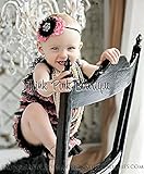 肩ひもショルダー＆リボン付ソフトロンパース　newborn-4T(50-110)☆コーラル＆ブラック