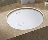 Whitehausコレクションwhu71001 Isabella Plusコレクション16インチ楕円形アンダーマウントBasinオーバーフローと背面センターDrain ,ホワイト