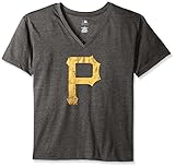 MLB Pittsburgh Pirates女性用チーム半袖VネックTシャツロゴ、4 x、チャコール/ヘザー