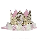 ハートスピーカーベビーガールズクラウン文字Shinyスパンコール花Headwear誕生日祭ヘッドバンド One Size 2KV78QX4153P9P16044P77