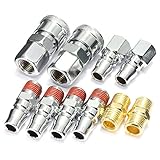 10Pcs Steel 1/4Inch Bsp Adapter Compressed Air Quick Coupling