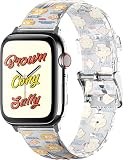 [elago] Apple Watch 対応 バンド クリア ラインフレンズ 公式 ライセンス 商品 クリアバンド 可愛い ベルト [ AppleWatch アップルウォッチ SE/Series 9 8 7 他 (41mm 40mm 42mm) 対応 ] LINE FRIENDS BURGER TIME カートゥーン