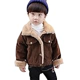 Lisa Pulster 男の子 女の子 コート 子供 冬服 可愛い 厚手 裏起毛 フード付き ショート丈 キッズ あったか 防寒 秋冬 (120cm, ブラウン)