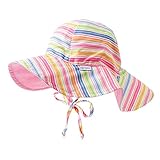 アイプレイ リバーシブル ベビー 帽子 サンハット 日よけハット (サイズ：0-6m、カラー：Pink Wavy Stripe） iplay [並行輸入品]