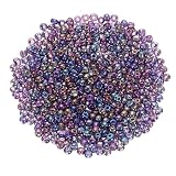 uxcell ガラスビーズ 丸玉 約2000個 穴径1mm 直径3 mm DIY アクセサリーキット クラフト 手芸ビーズ 手作り素材 ダークパープル