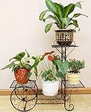 フラワーラック、鉄ヨーロッパスタイルの自転車タイプフラワーポットラック4ポットフラワーラック68 * 25 * 65CM着陸 ( 色 : ブラック )