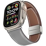 [HITZEE] Band コンパチブル Apple Watch バンド 49mm 45mm 44mm 42mm 磁気留め金付きの本革の交換