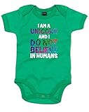 (私はユニコーン、人間は信じない。) I Am A Unicorn And I Don't Believe In Humans, プリント　ベビースーツ - グリーン/白 12-18 ヶ月