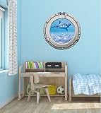 36 "舷窓出荷ウィンドウOcean Sea View shark # 1クロームデカール壁ステッカー子供ベビールームホームアート飾りden man caveグラフィックLarge