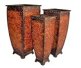 Cheung's FM-0890-3 Tall Metal Square Decorative Planters (Set of 3)