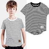 【 韓国スタイル子供服】 夏Tシャツ　キッズ /半袖 男 の子/ボーダー柄プリント/　全2種類から選べる！110-150 Black,110cm
