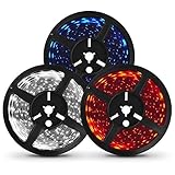 3pk Top Grade Weatherproof LED Light Strips Self-Adhesive Light Ribbon Spool, 5m (red white blue) [並