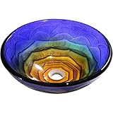 Y Decor Verdin容器シンク、ブルー/グリーン/イエロー、15.5 " L x 15.5 " W x 5 " D