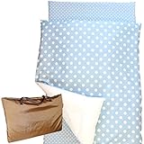 「 日本製 」 お昼寝布団セット ５点 シャボン玉ブルー （ 大きなdotと小さなdotのシンプルなデザイン ）
