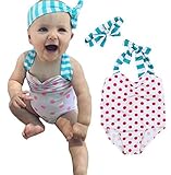 ベビー女の子キッズワンピースドット柄ビキニ水着ストライプリボンBathing Swim Suit カラー: ピンク
