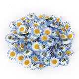 100個人工花卸売フェイク花ヘッドGerbera DaisyシルクフラワーヘッドひまわりSun Flower Heads forウェディングパーティー花デコレーションホームD ¨ ¦ cor ブルー