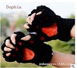 Dophiaレディース 手袋　可愛い 熊の手型 スマホ に便利 　肉球　ツメ 付き 大きな猫の手　可愛い　あったか　アニマル手袋 (black)