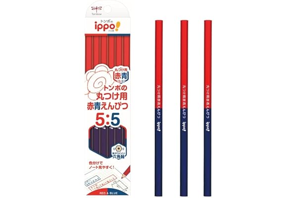 トンボ鉛筆 赤青鉛筆 (5:5) 12本 丸つけ用 六角 ippo! 1ダース CV-KIVP